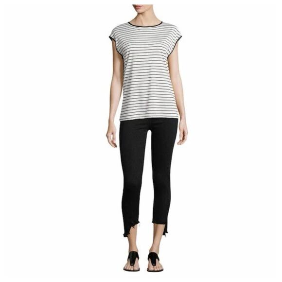 Rag & Bone Black Jeans 10 inch Capri Cropped Destroyed Hem Size 26 Hampton - Picture 1 of 13